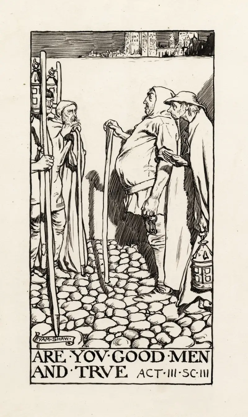 Much ado about nothing; Are you good men and true Act III Scene III av Byam Shaw