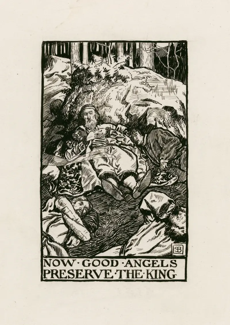The Tempest; Now good angels preserve the King Act II Scene I av Byam Shaw