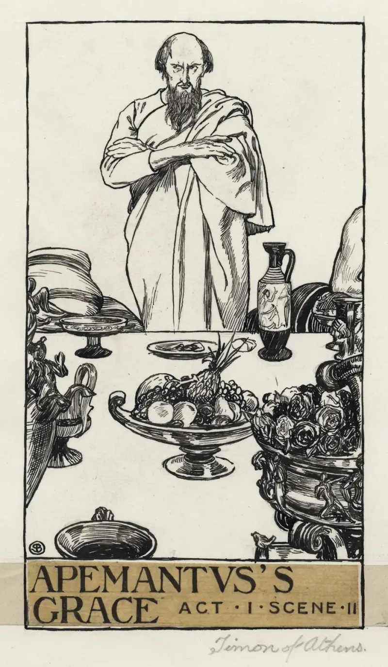 Timon av Aten; Apemantus nåd, akt I scen II av Byam Shaw