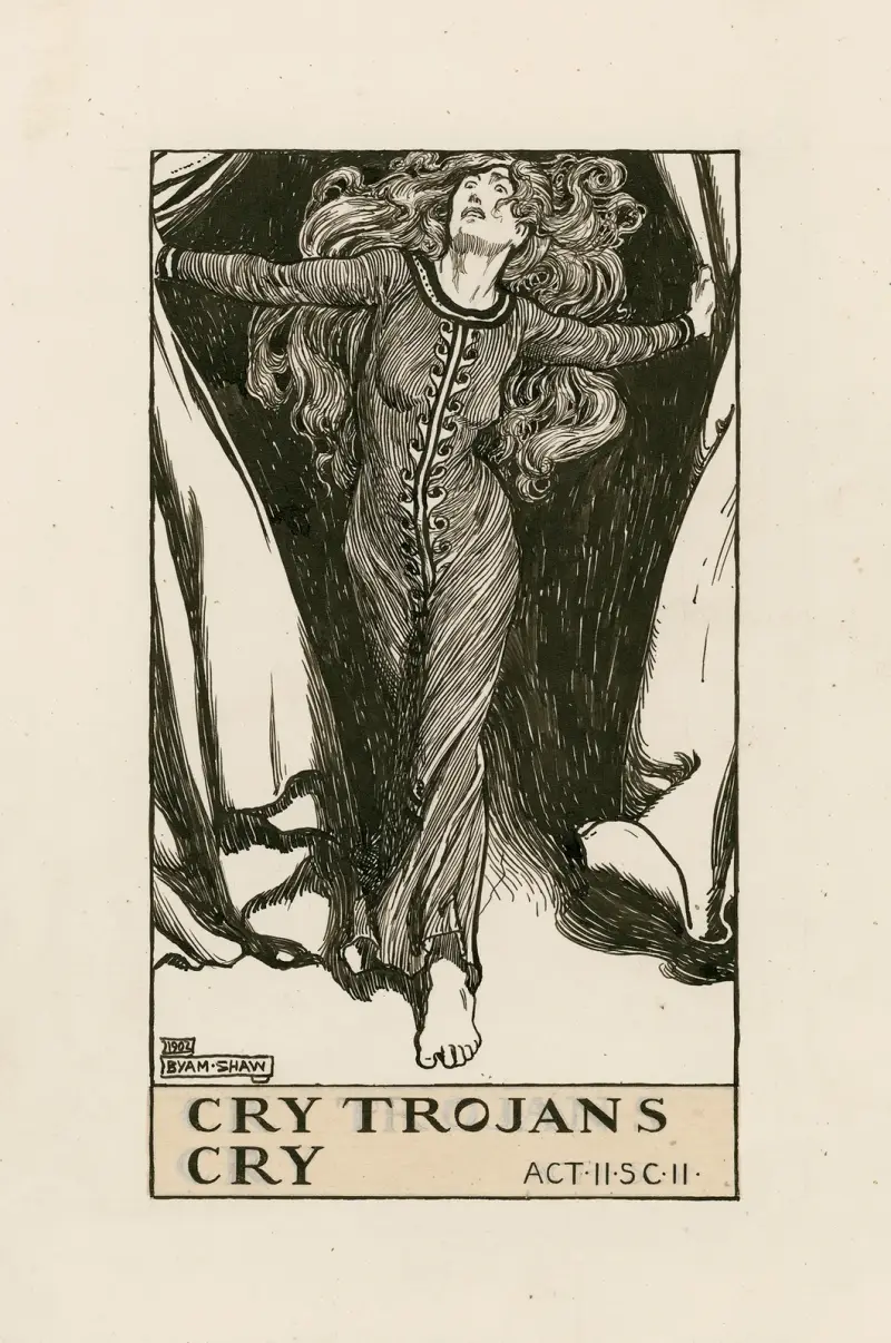 Troilus och Cressida; Cry Trojans Cry akt II scen II av Byam Shaw