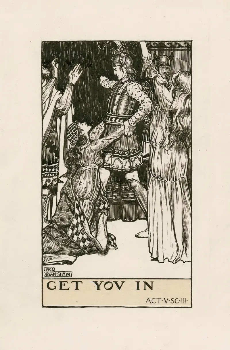 Troilus och Cressida; Get you in, akt V scen III av Byam Shaw