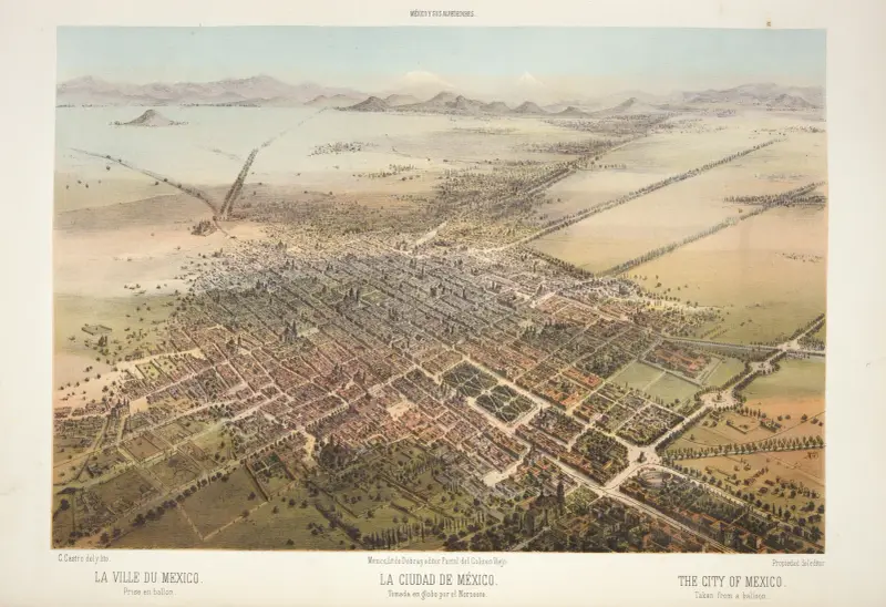 The City of Mexico, taken from a balloon. av C. Castro