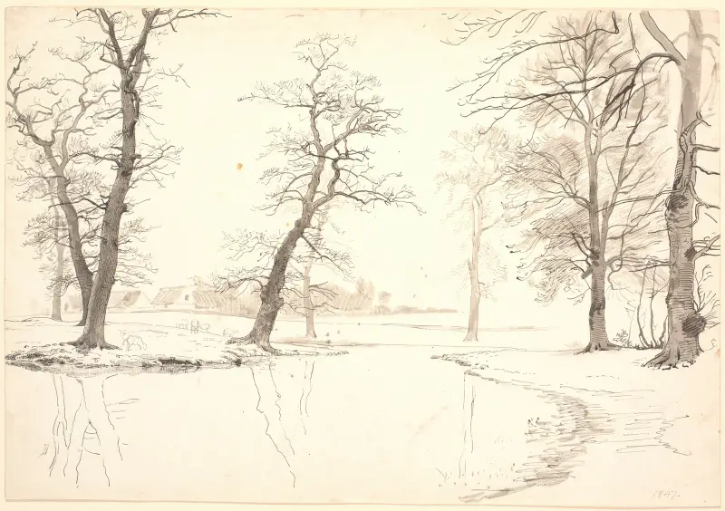 Řeka lesem Brelde u Usserødu, P. C. Skovgaard
