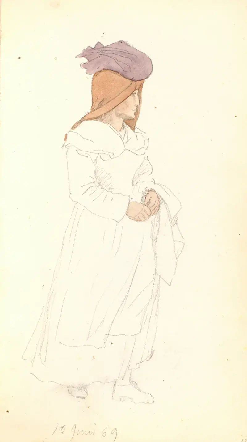 Italienische Frau mit einem Tuch um den Kopf und einer Last auf dem Kopf von P. C. Skovgaard