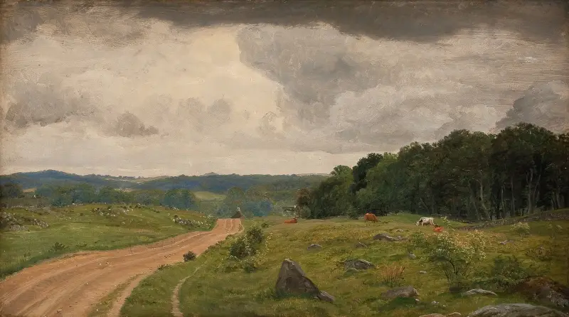 Landschaft bei Kongens Møller, Seeland. Nachmittagslicht von P. C. Skovgaard
