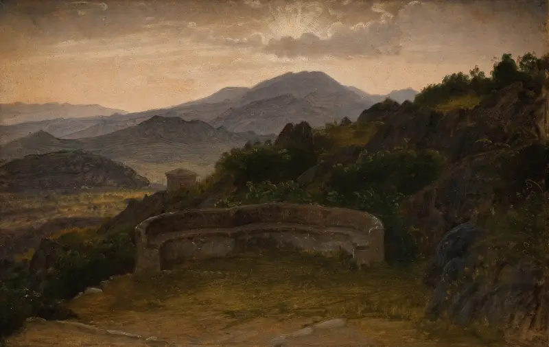 Landscape near Subiaco. Sunset av P. C. Skovgaard