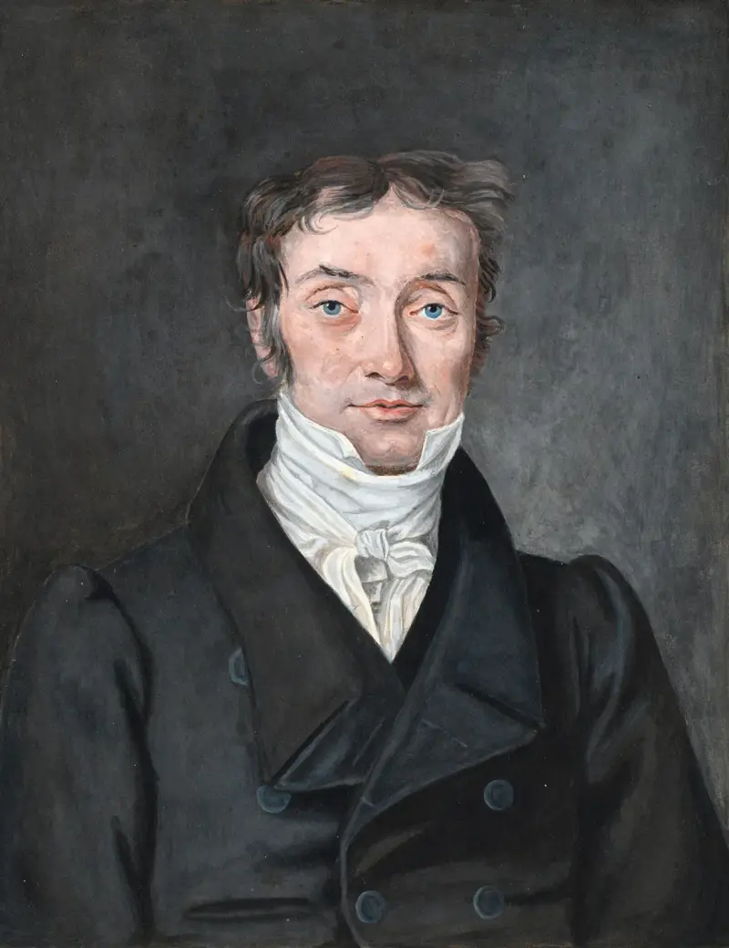 Porträtt av skollärare Hans Jensen Visby (1777–1870), från Aagerup, Ramløse socken av P. C. Skovgaard