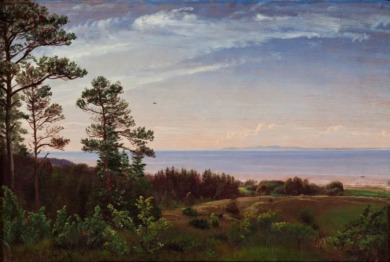 View from the northern coast of Zealand over Kattegat and Kullaberg av P. C. Skovgaard