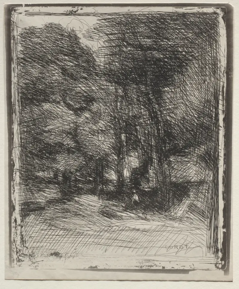 A Souvenir of the Bas-Bréau av Jean-Baptiste-Camille Corot