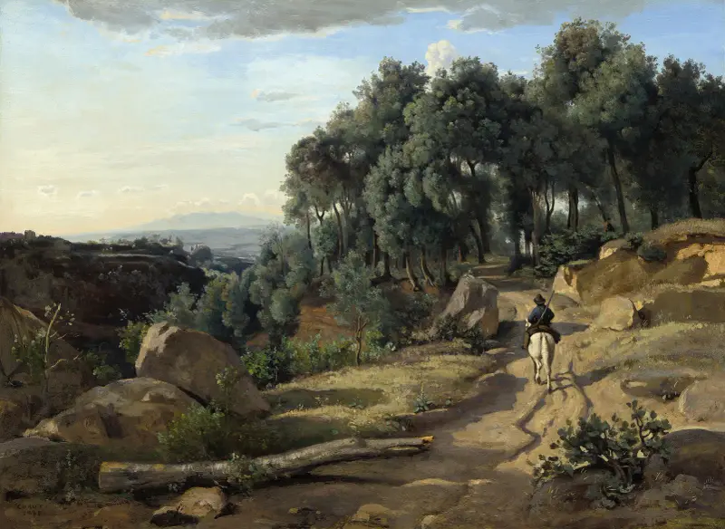 A View near Volterra av Jean-Baptiste-Camille Corot