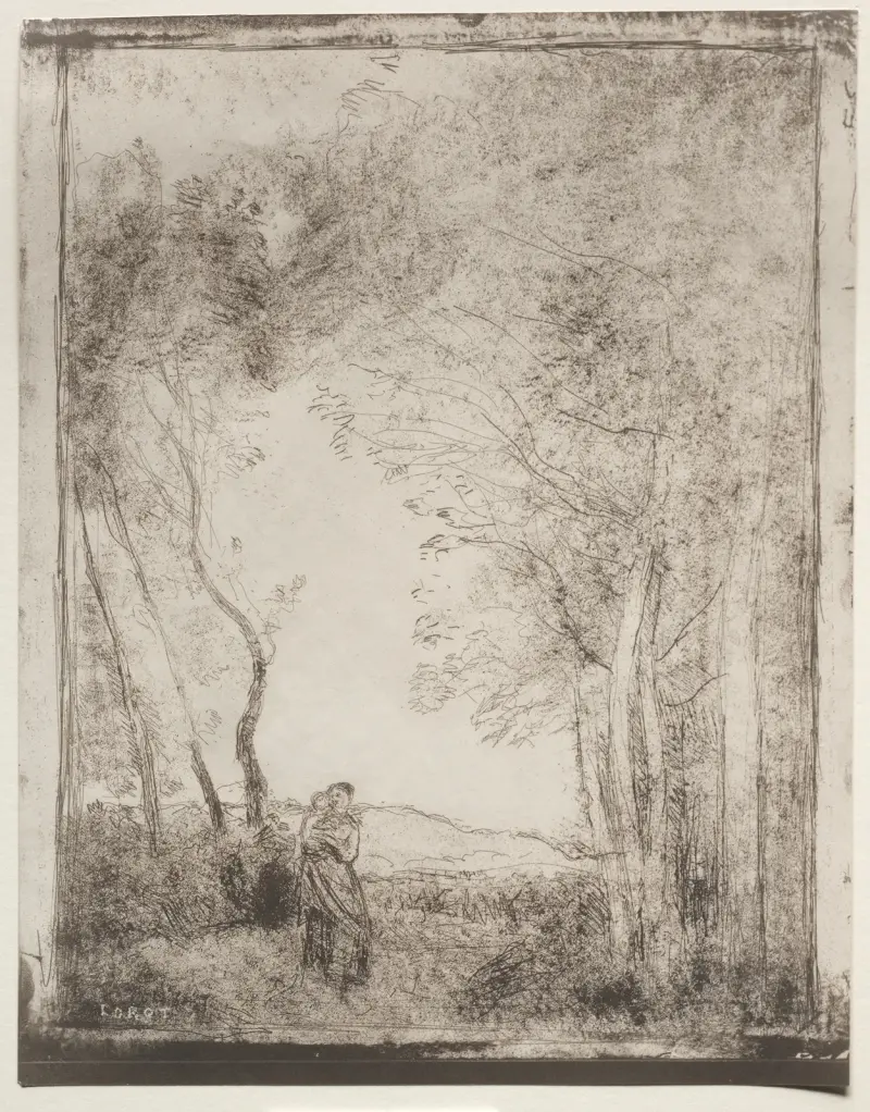 A Young Mother at the Entrance of a Wood av Jean-Baptiste-Camille Corot