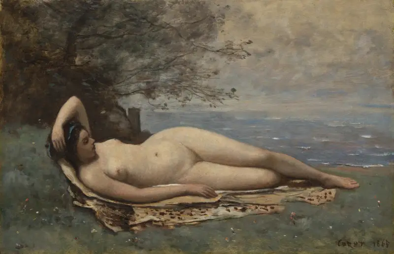 Bacchante by the Sea av Jean-Baptiste-Camille Corot