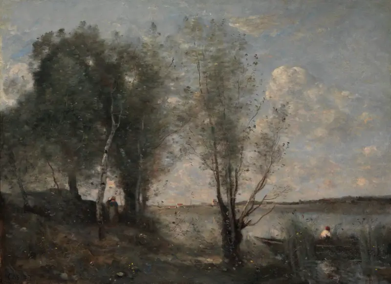 Boatman among the Reeds av Jean-Baptiste-Camille Corot