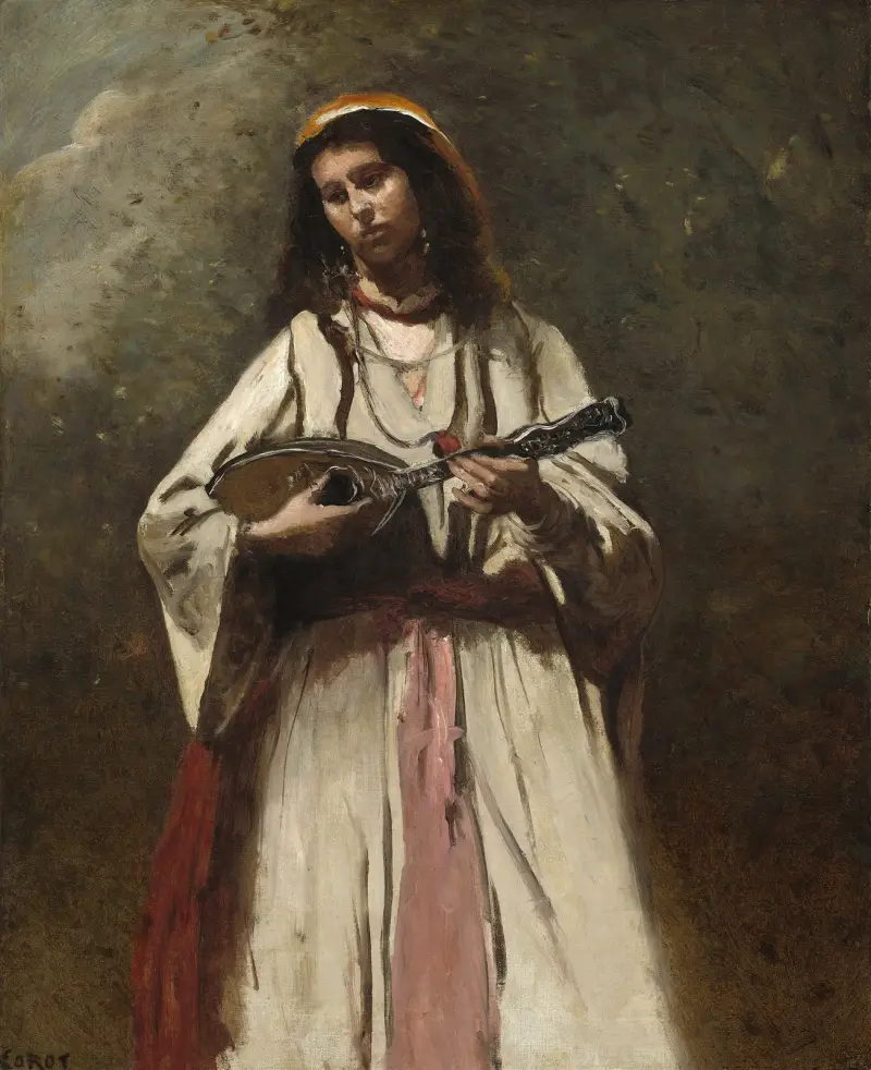 Gypsy Woman with Mandolin av Jean-Baptiste-Camille Corot