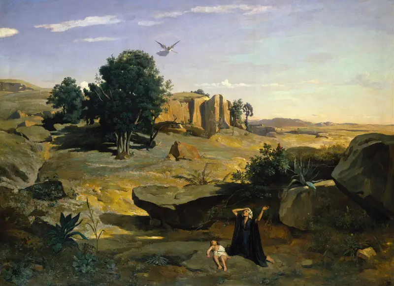 Hagar in the Wilderness av Jean-Baptiste-Camille Corot