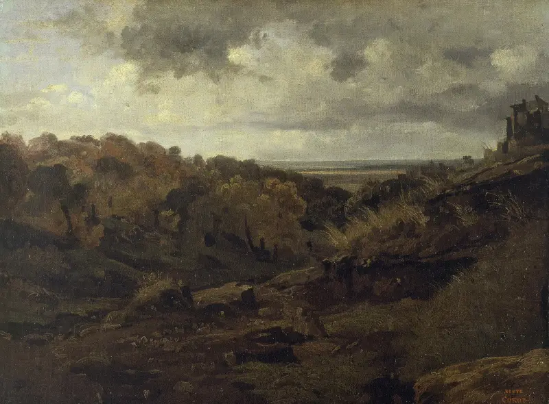 Italienskt landskap nära Marino på hösten av Jean-Baptiste-Camille Corot