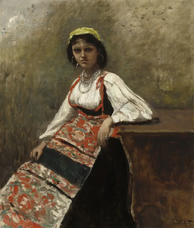 Italian Woman (La Morieri) av Jean-Baptiste-Camille Corot