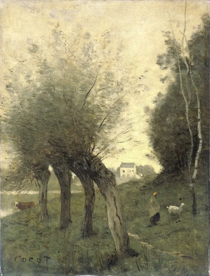 Pejzaż z wierzbami głowiastymi, Jean-Baptiste-Camille Corot