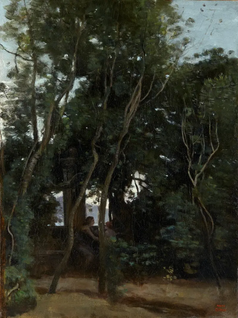 Le matin sous les arbres, 1855 av Jean-Baptiste-Camille Corot