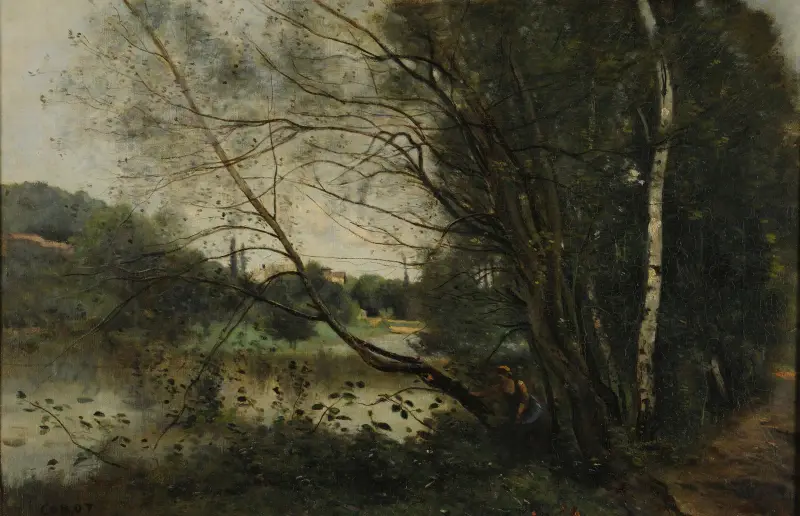 L’étang à l’arbre penché av Jean-Baptiste-Camille Corot