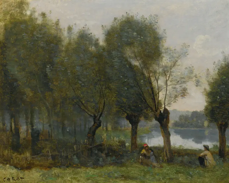Montgeron-Saulaie Au Bord De L’eau av Jean-Baptiste-Camille Corot