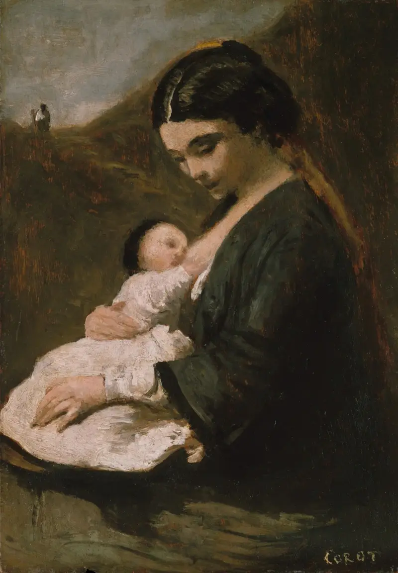Mother and Child av Jean-Baptiste-Camille Corot