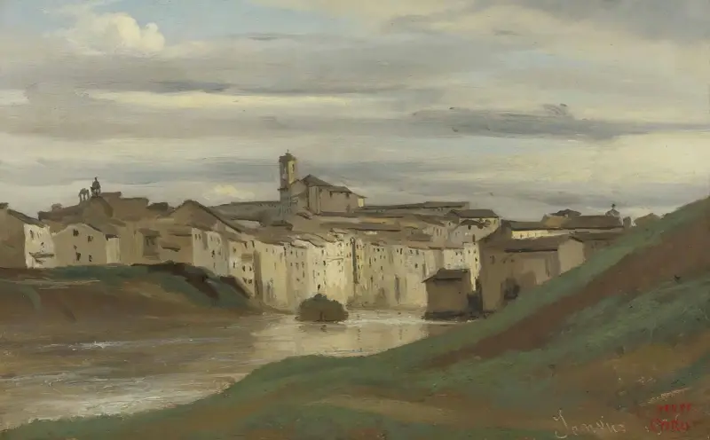On The Banks Of The Tiber, Rome av Jean-Baptiste-Camille Corot