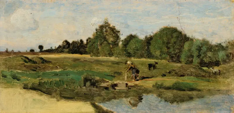 Pastures In The Sarthe av Jean-Baptiste-Camille Corot