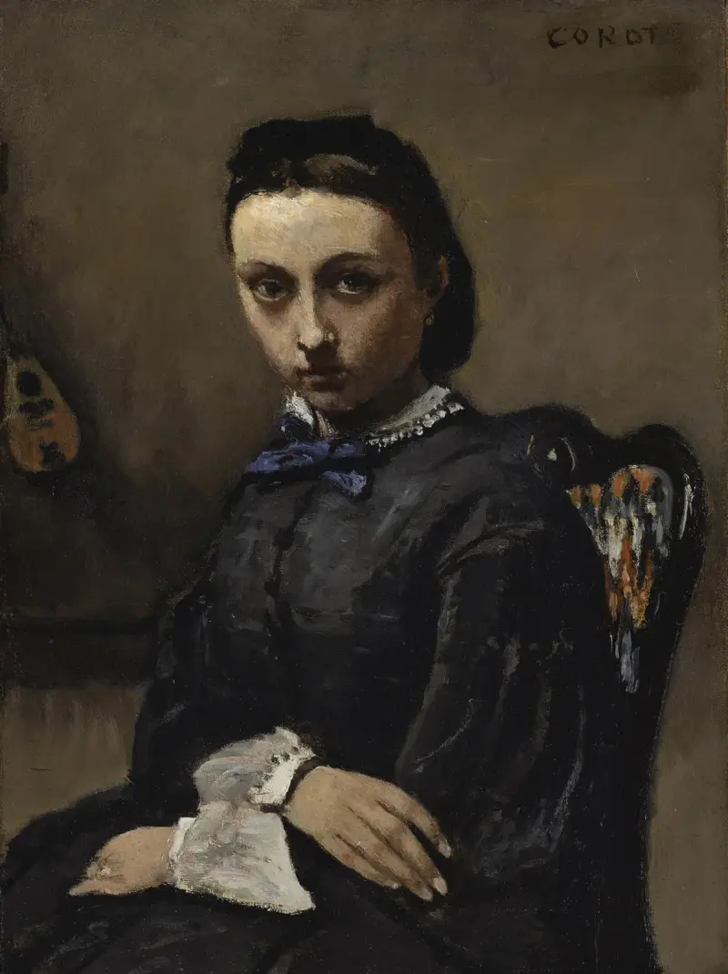 Portrait de jeune femme av Jean-Baptiste-Camille Corot