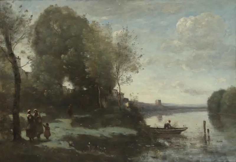 Řeka se vzdálenou věží, Jean-Baptiste-Camille Corot