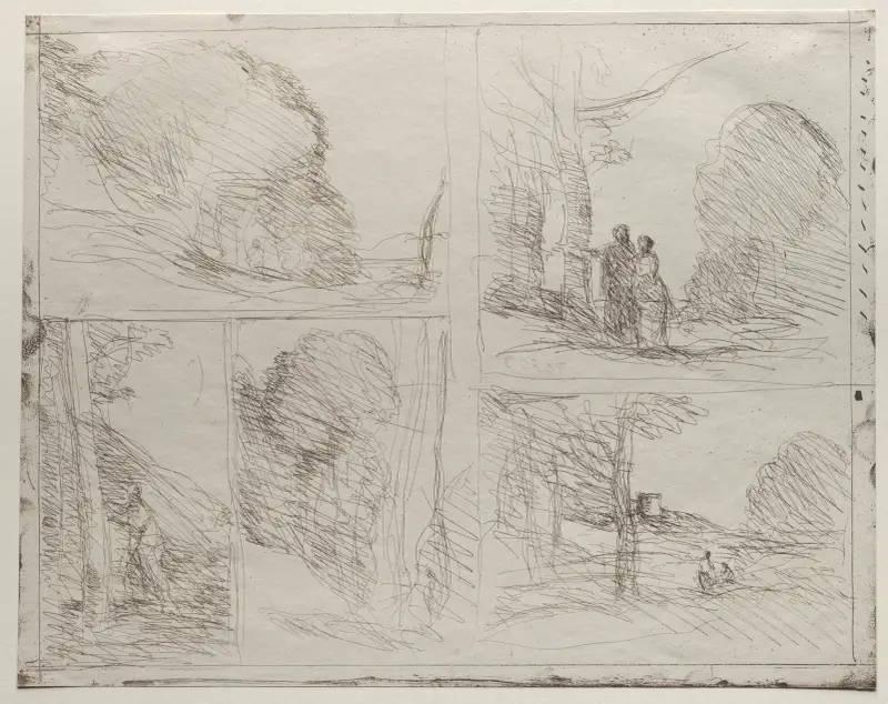 The Garden of Pericles; The Painter’s Lane; Scrawl; The Large Woodcutter; The Tower of Henry VIII av Jean-Baptiste-Camille Corot