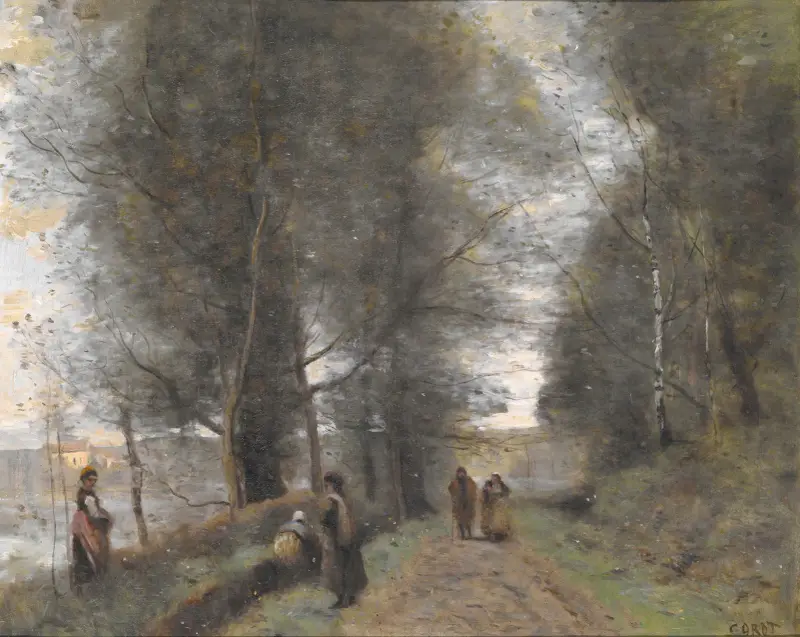Ville d’Avray, Woodland Path Bordering the Pond av Jean-Baptiste-Camille Corot