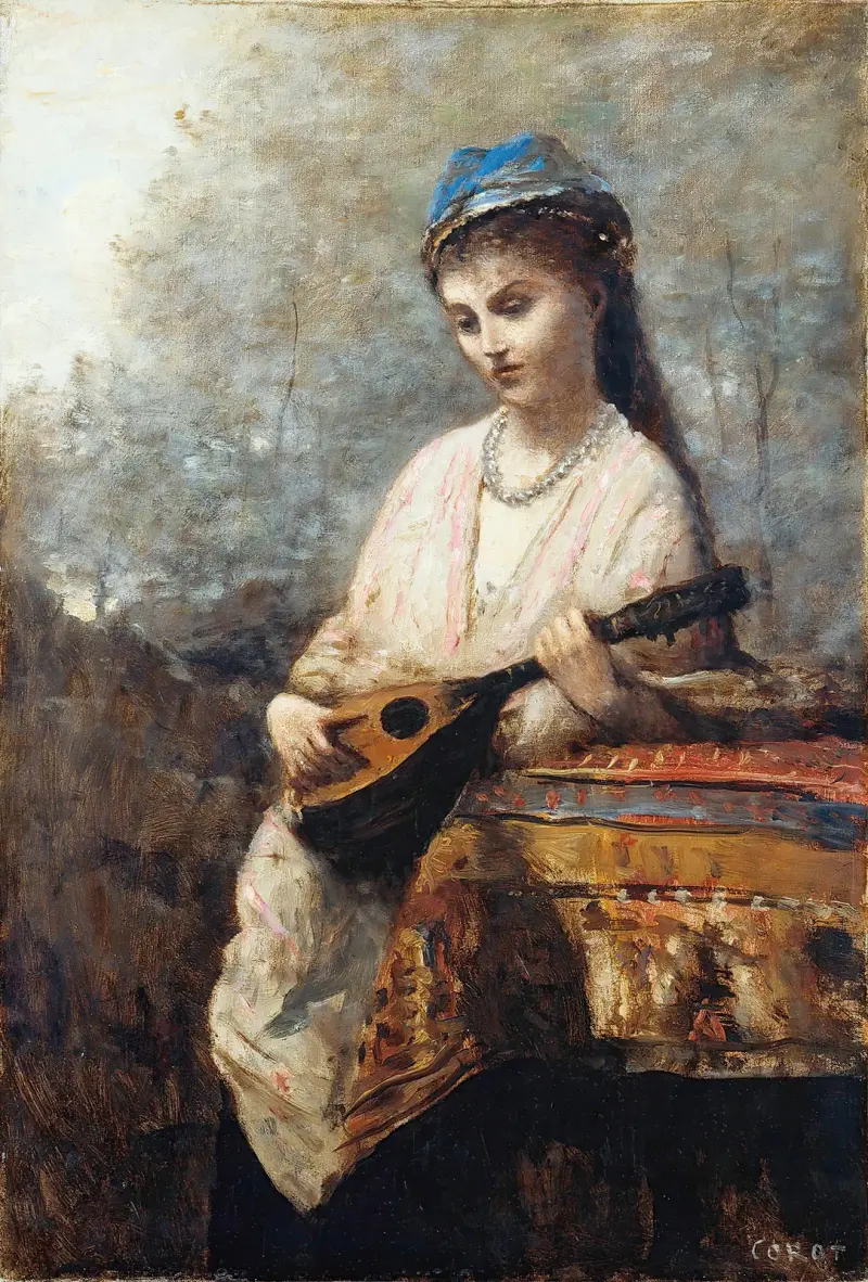 Young Girl with a Mandolin av Jean-Baptiste-Camille Corot