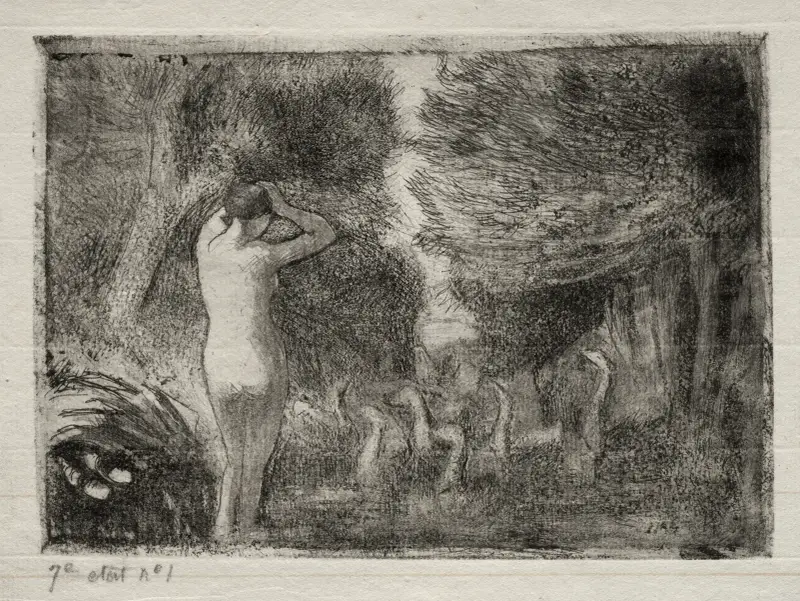 Bather and Geese av Camille Pissarro