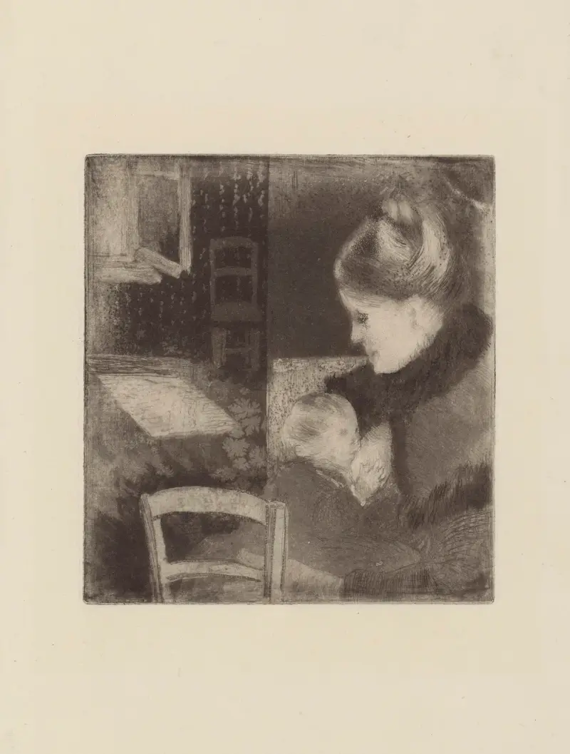 Enfant têtant sa mère av Camille Pissarro