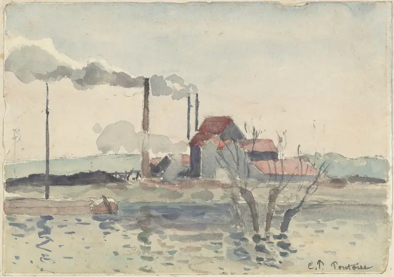 Factory on the Oise at Pontoise av Camille Pissarro