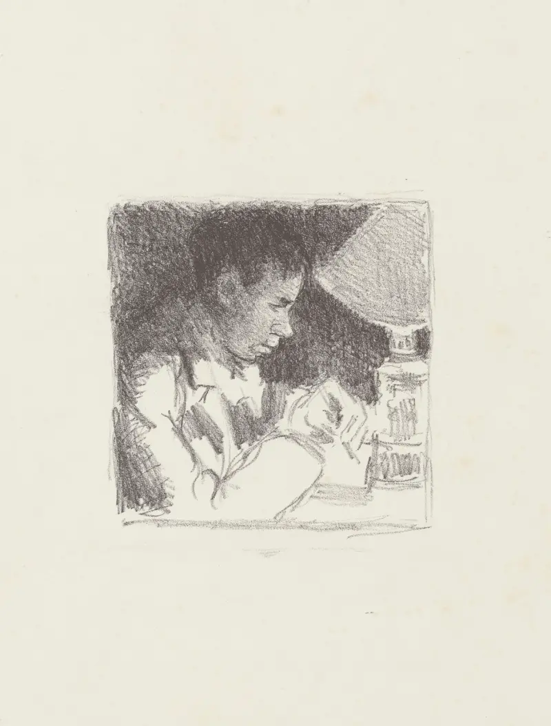 Jeune homme écrivant (portrait de Rodo) av Camille Pissarro