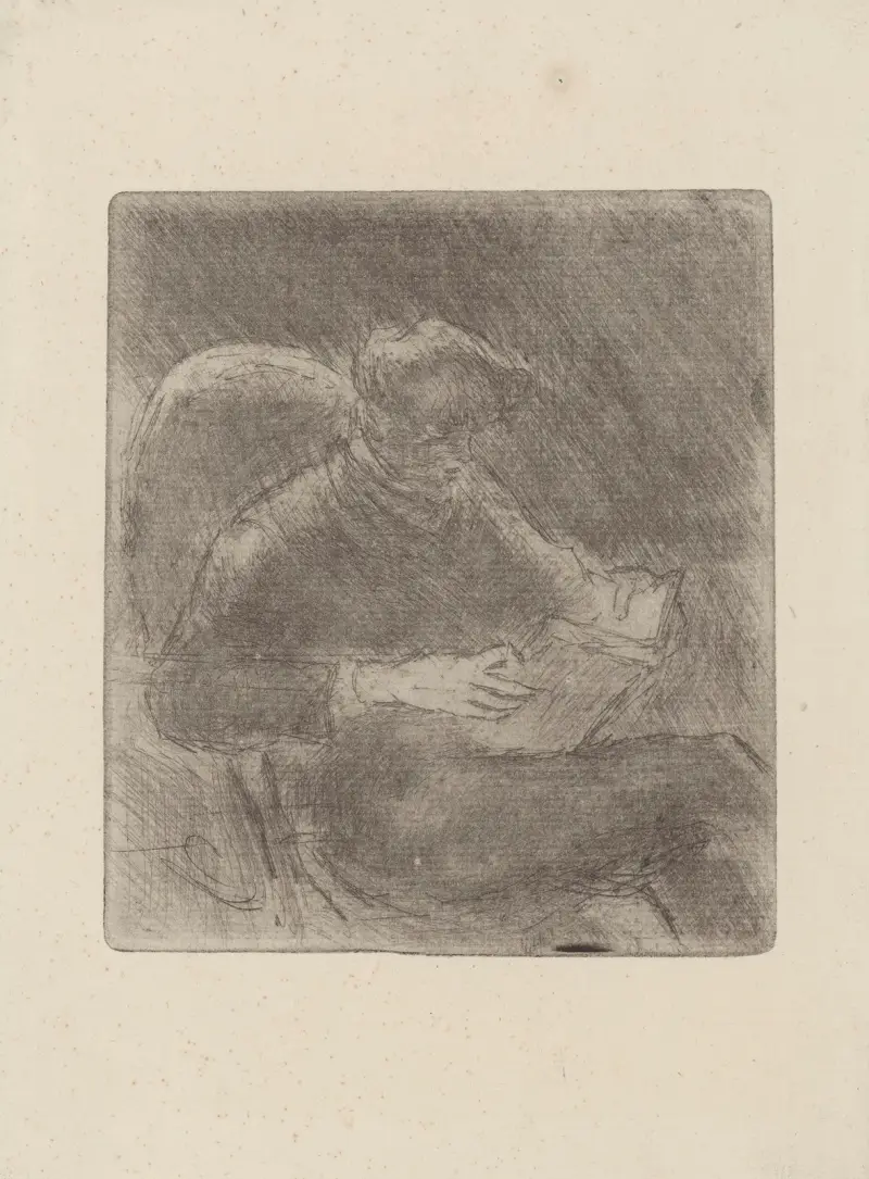 Jeune homme lisant (Georges Pissarro) av Camille Pissarro