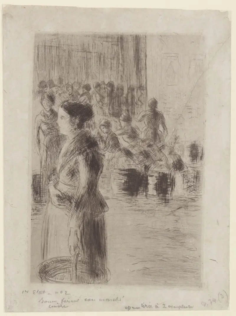 La bonne faisant son marché av Camille Pissarro