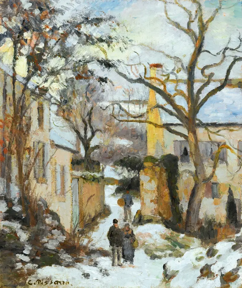 Das Haus Rondest im Schnee, Pontoise von Camille Pissarro