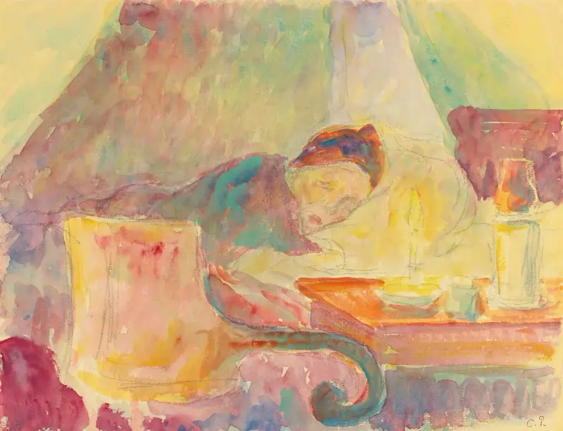 La Mère De L’artiste Au Lit av Camille Pissarro