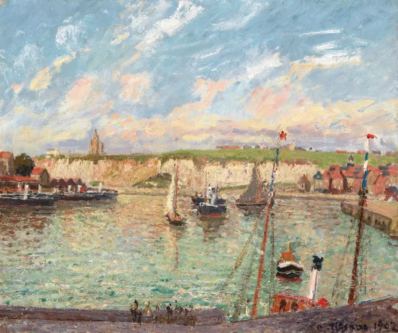 L’avant-Port De Dieppe, Après-Midi, Temps Lumineux av Camille Pissarro
