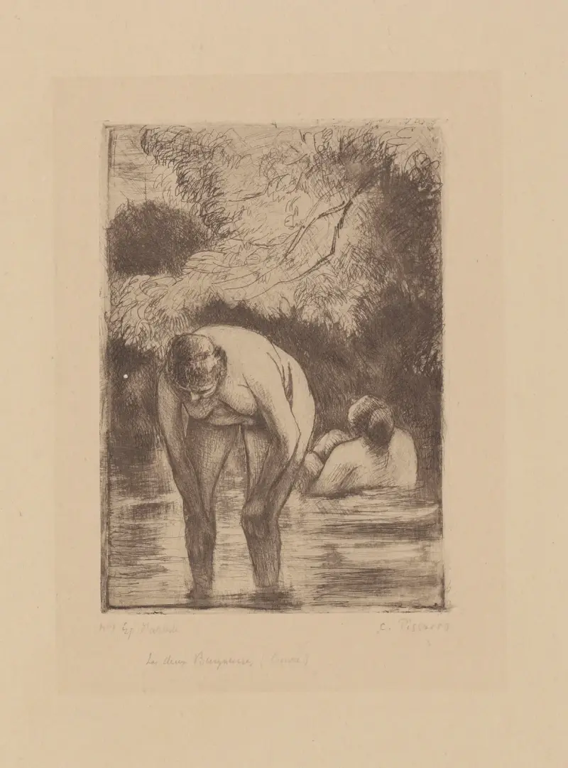 Les deux baigneuses av Camille Pissarro