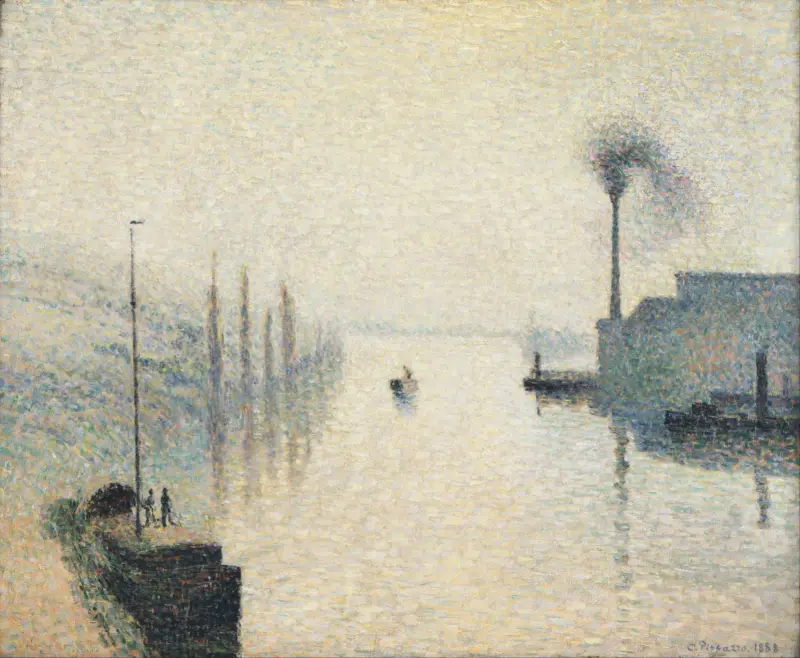 L’Île Lacroix, Rouen (The Effect of Fog) av Camille Pissarro