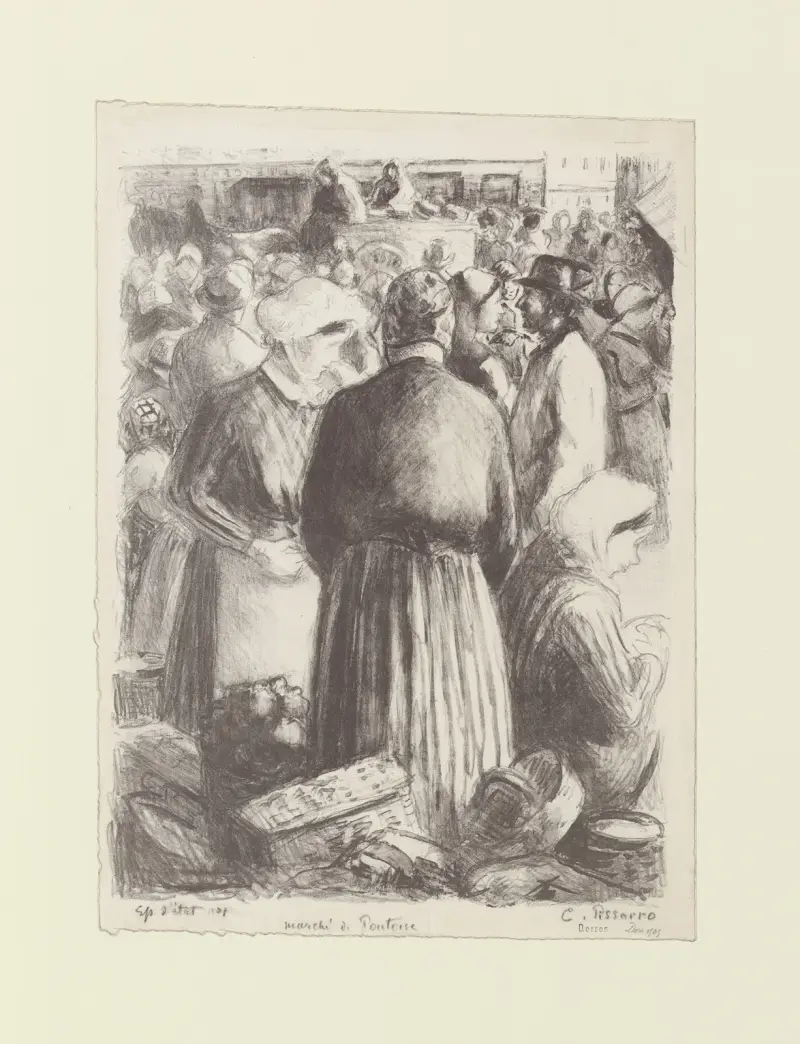 Marché à Pontoise av Camille Pissarro
