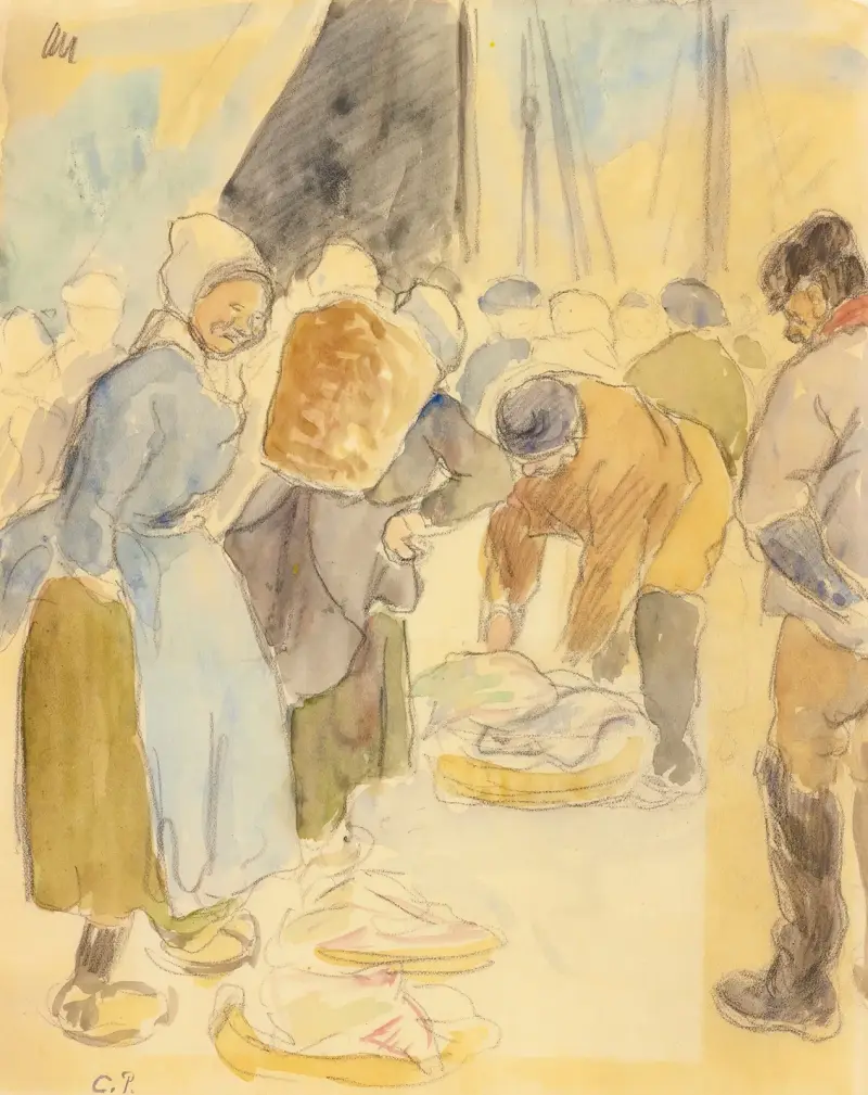Fiskmarknaden i Dieppe av Camille Pissarro