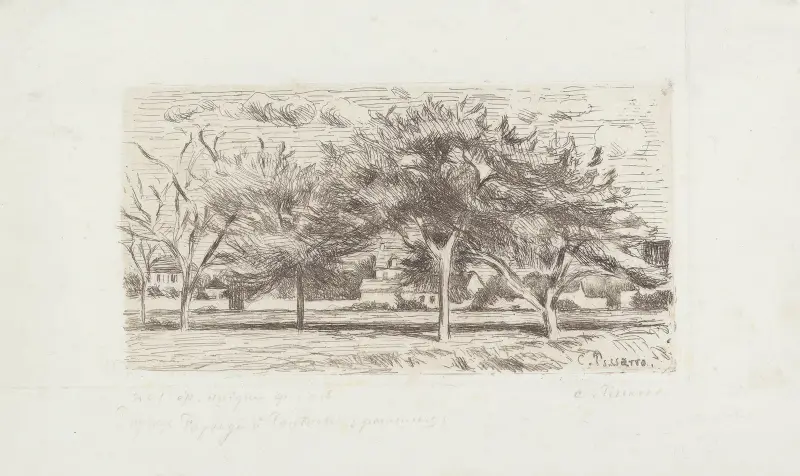 Landskap vid Pontoise (äppelträd) av Camille Pissarro