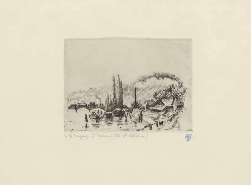 Paysage à Rouen (Côte Sainte-Catherine) av Camille Pissarro