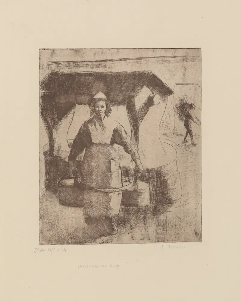 Paysanne au puits av Camille Pissarro