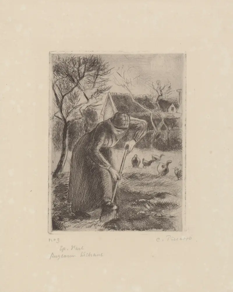 Paysanne bêchant av Camille Pissarro